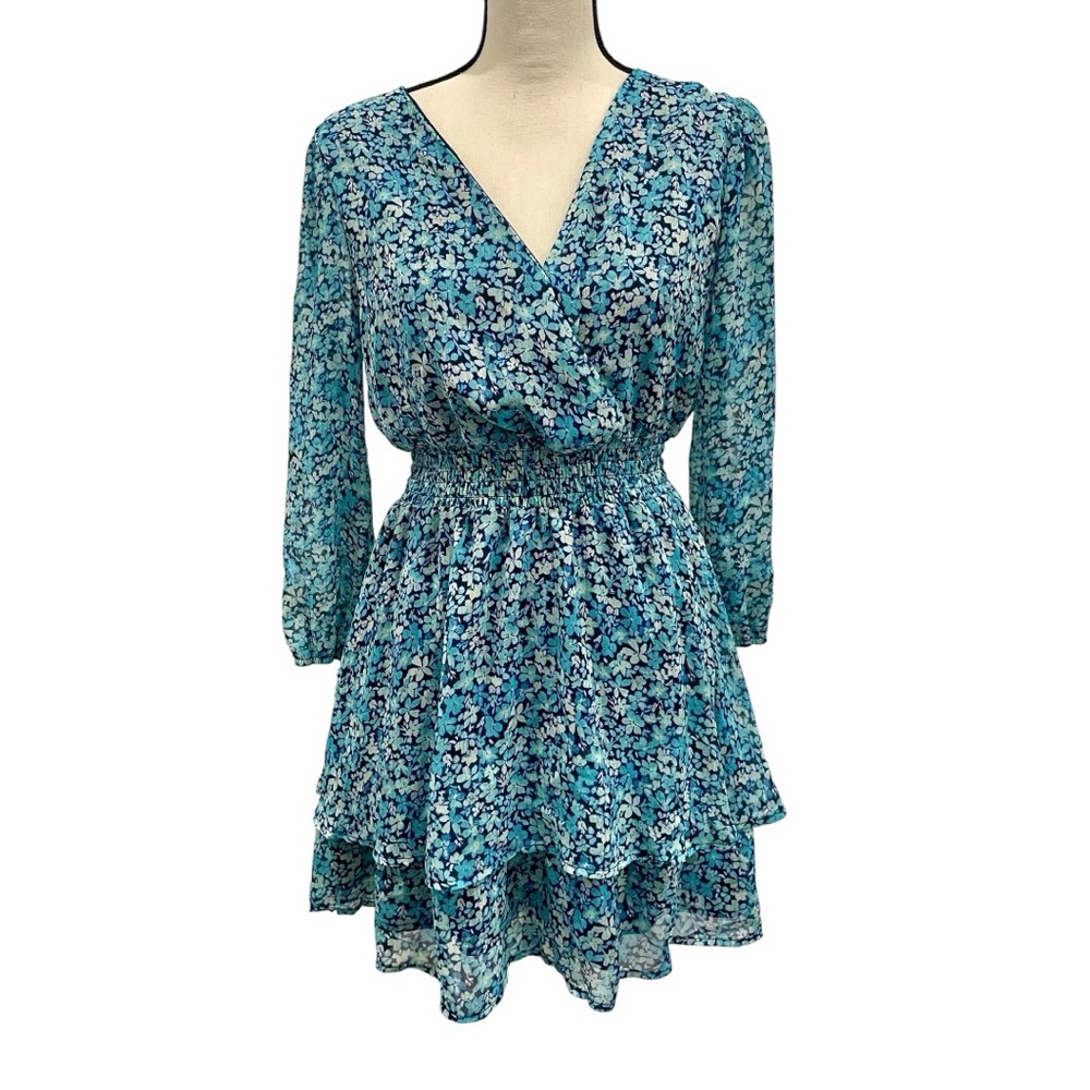 Mimi Chica Blue Floral Long Sleeve Dress